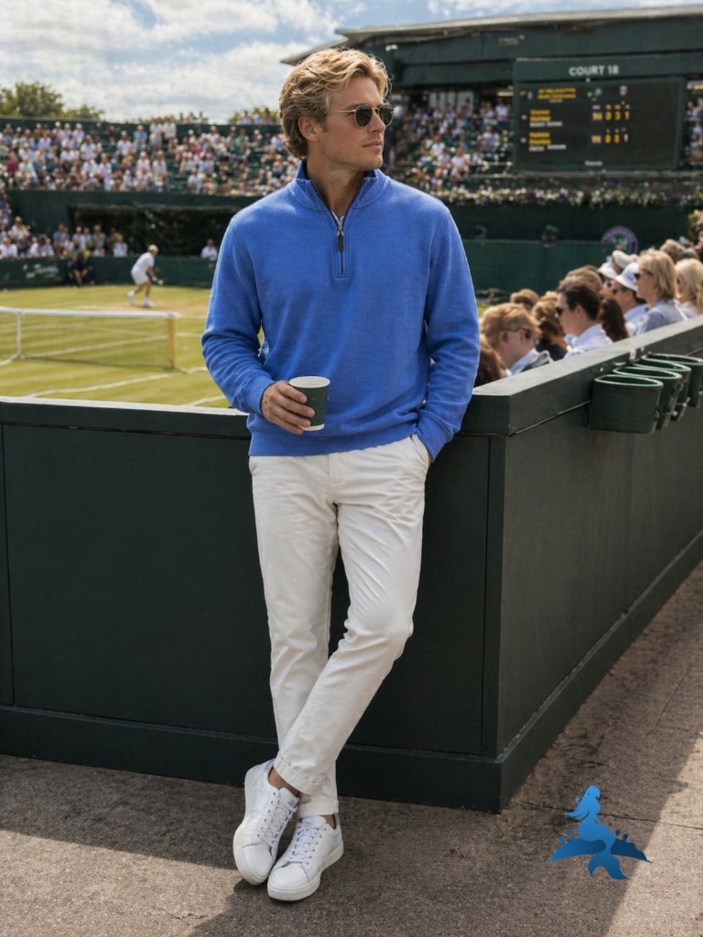 1311 J.Crew Performance Bird's-Eye Quarter-Zip Pullover - L - Blue - Picture 2 of 16